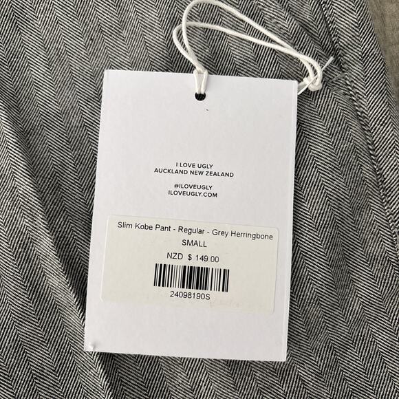 I Love Ugly Striped Gray Kobe Pants Size Small Slim Cotton Blend NWT - Picture 4 of 13